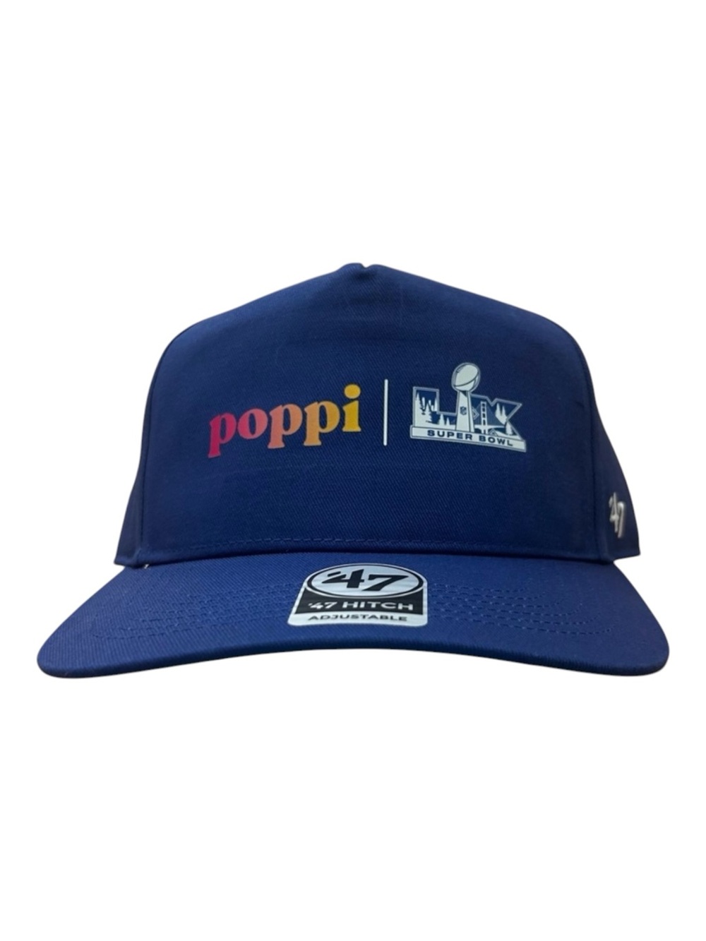 Poppi Soda Super Bowl 60 Promo Hat 2026 Levi's Stadium '47 Hitch Blue Cap NEW